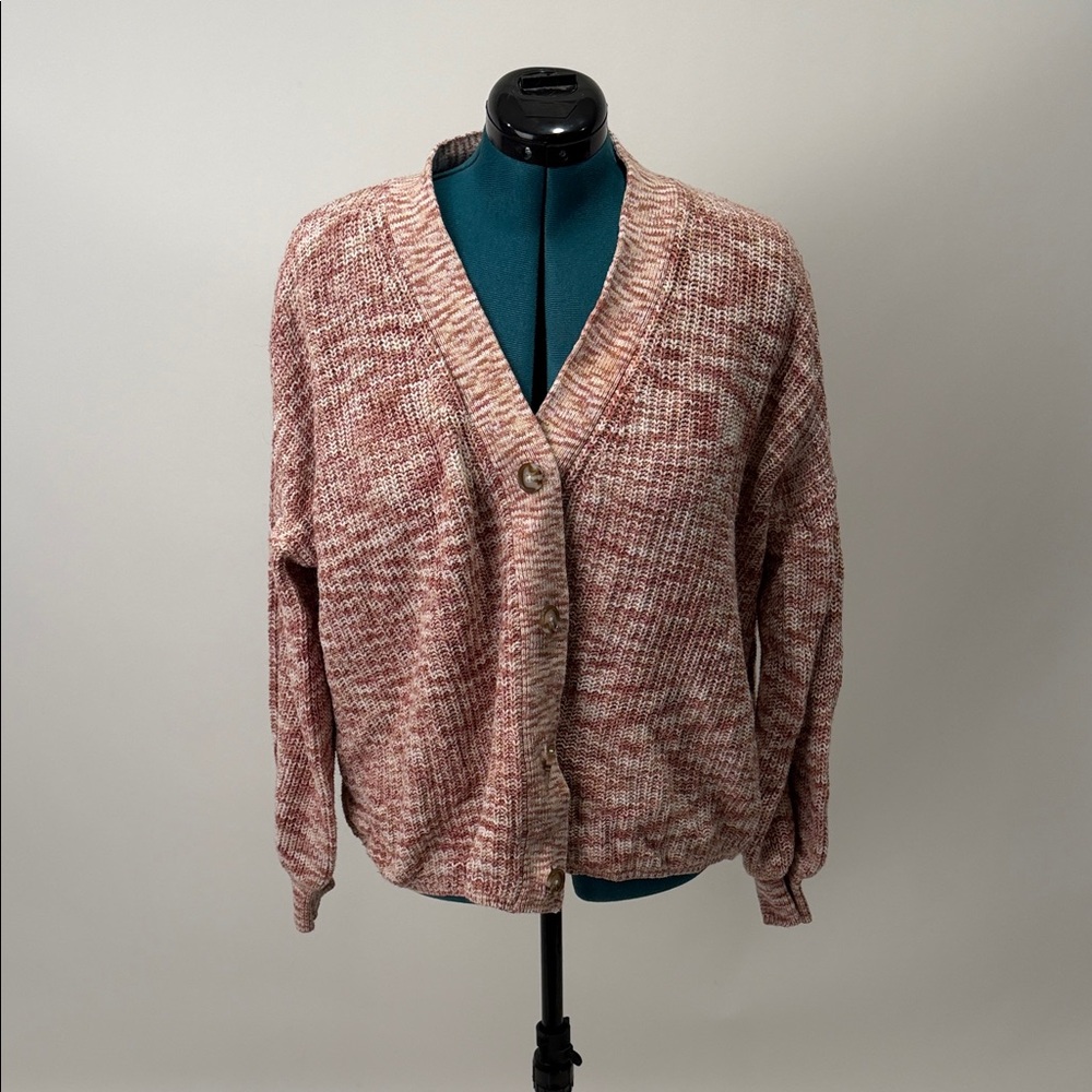 Ava & Viv Pink Marled Cardigan Sweater